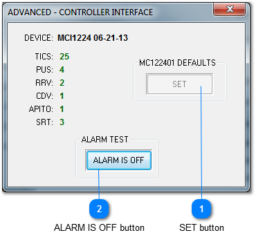 ADVANCED - CONTROLLER INTERFACE window