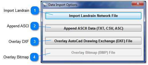 DATA IMPORT window