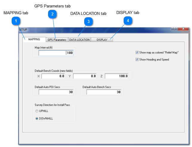 MAP SETUP window